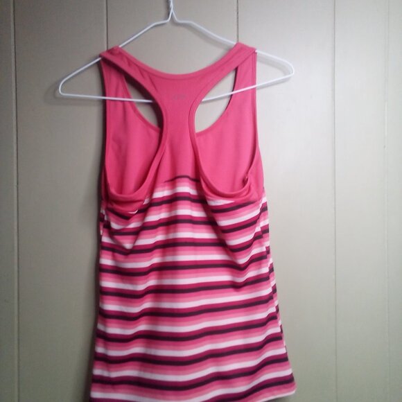 C9 Champion Tank Top M Racer Back Athletic Workout Stripe Pink Black White - Picture 3 of 11